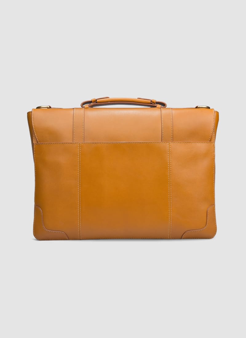 Language Shoes-Men-Jones Briefcase-Premium Leather-Tan Colour-Leather Accessories