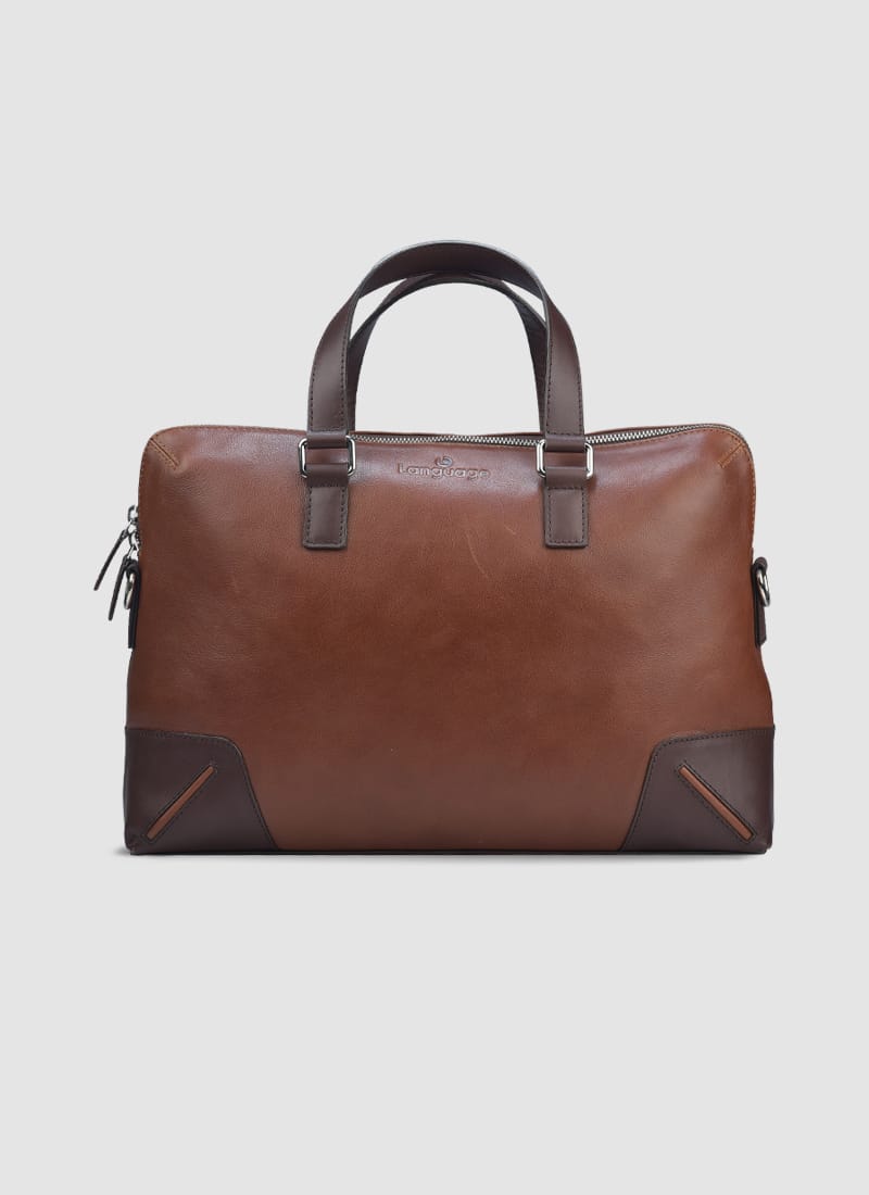 Language Shoes-Men-Bonzo Laptop Bag-Premium Leather-Brown Colour-Leather Accessories