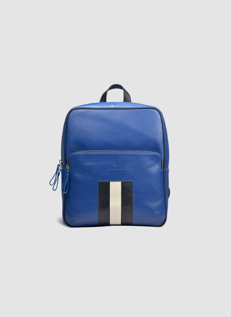 Language Shoes-Men-Sporty Backpack-Premium Leather-Blue Colour-Leather Accessories