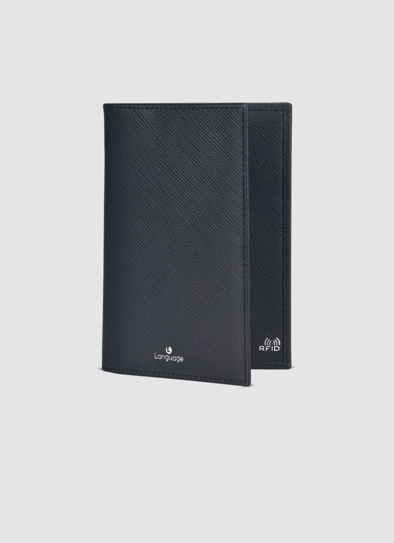 Language Shoes-Men-Moby Passport Holder-Premium Leather-Black Colour-Leather Accessories