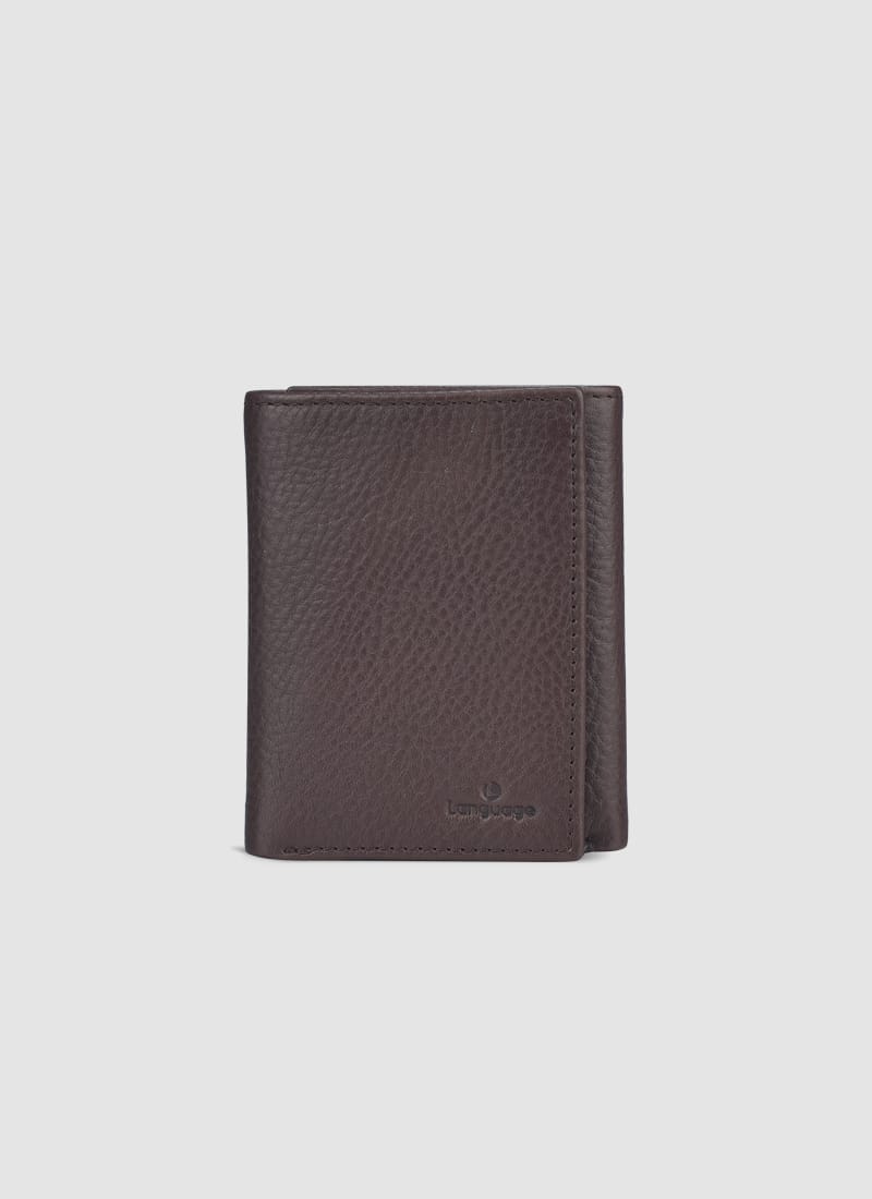 Language Shoes-Men-Albert Tri-fold Wallet-Premium Leather-Brown Colour-Leather Accessories