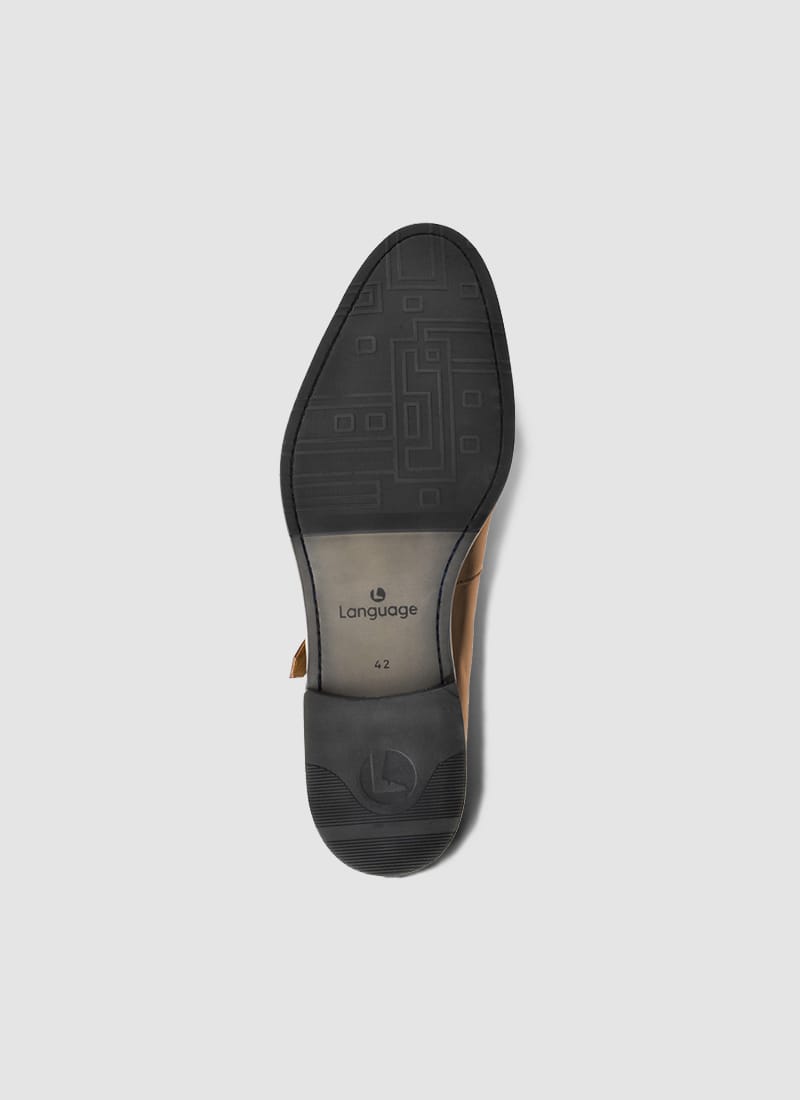 Language Shoes-Men-Maybri Monk-Premium Leather-Tan Colour-Formal Shoe
