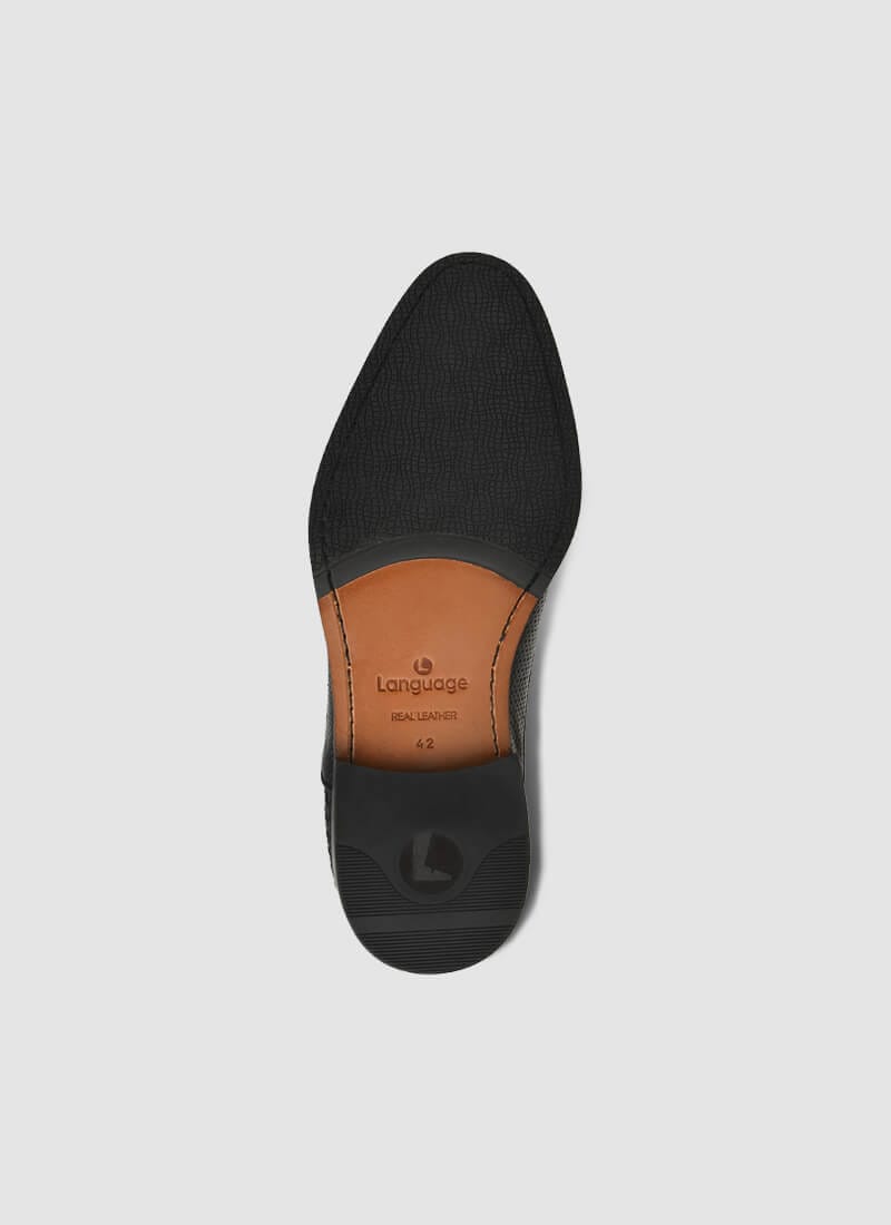 Language Shoes-Men-Del Oxford-Premium Leather-Black Colour-Formal Shoe