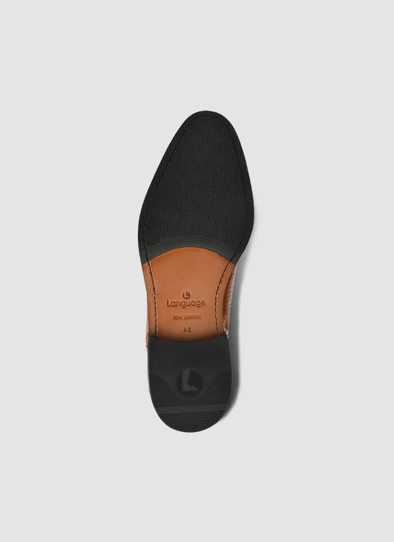 Language Shoes-Men-Del Oxford-Premium Leather-Tan Colour-Formal Shoe