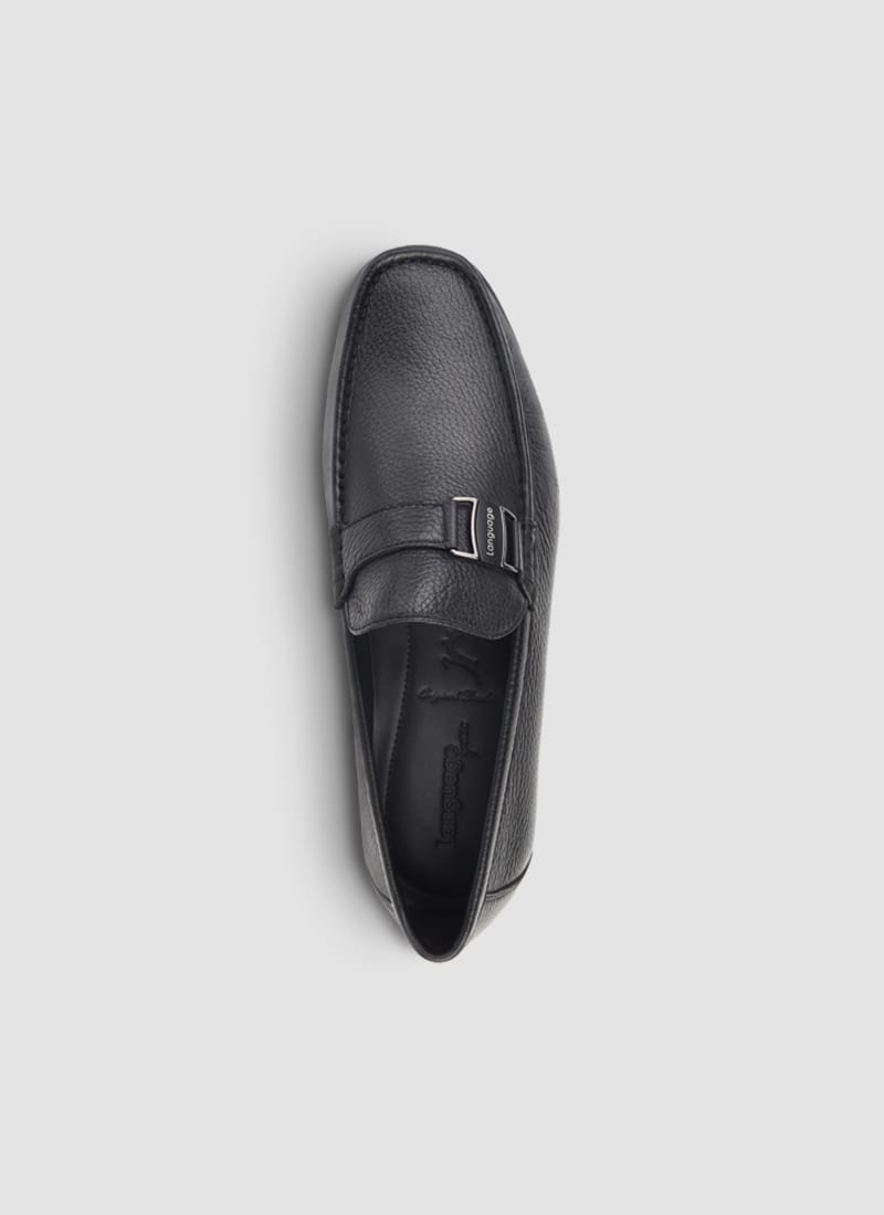 Language Shoes-Men-Eurus Moccasin-Deerskin Leather-Black Colour-Formal Shoe