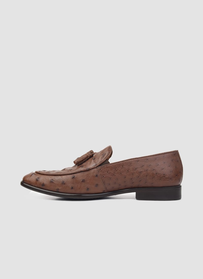 Language Shoes-Men-Crios Loafer-Ostrich Leather-Tan Colour-Formal Shoe
