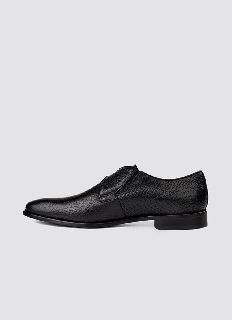 Language Shoes-Men-Smith Monk-Premium Leather-Black Colour-Formal Shoe