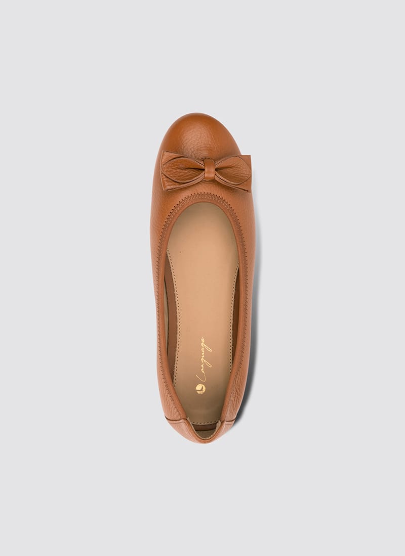 Language Shoes-Women-Calliope Ballerina-Premium Leather-Tan Colour-Formal Shoe