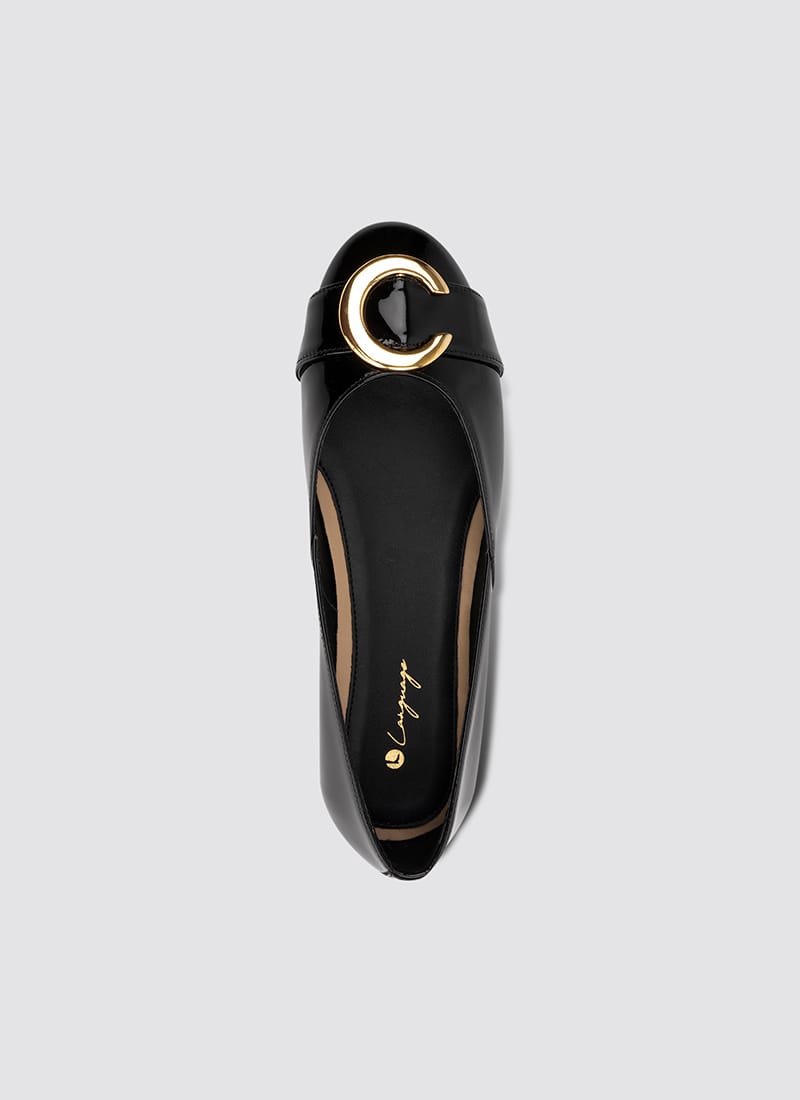 Language Shoes-Women-Circie Ballerina-Premium Leather-Black Colour-Formal Shoe