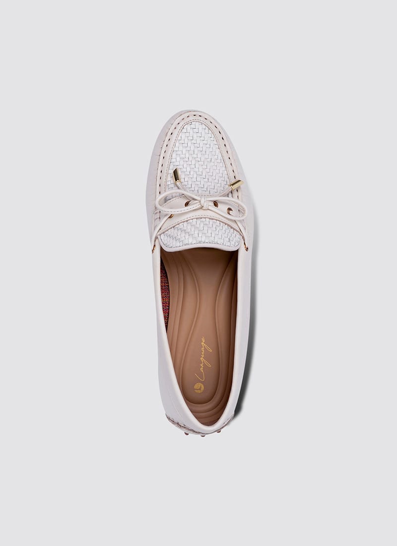 Language Shoes-Women-Artemis Moccasin-Premium Leather-Ecru Colour-Formal Shoe
#color_ecru
