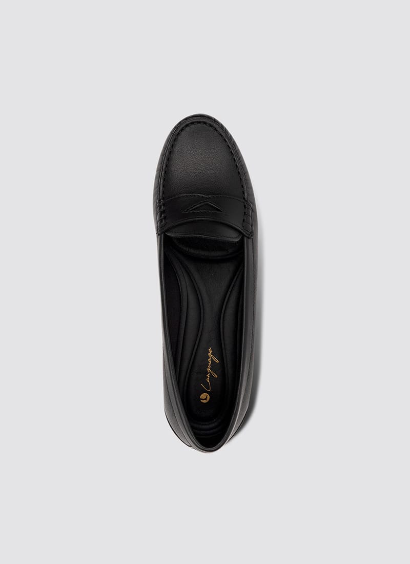 Language Shoes-Women-Selene Moccasin-Premium Leather-Black Colour-Formal Shoe
#color_black