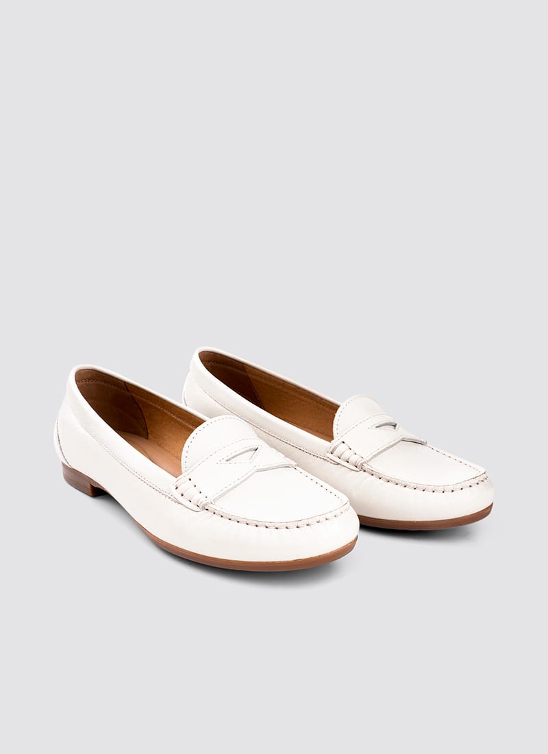 Language Shoes-Women-Selene Moccasin-Premium Leather-Ecru Colour-Formal Shoe