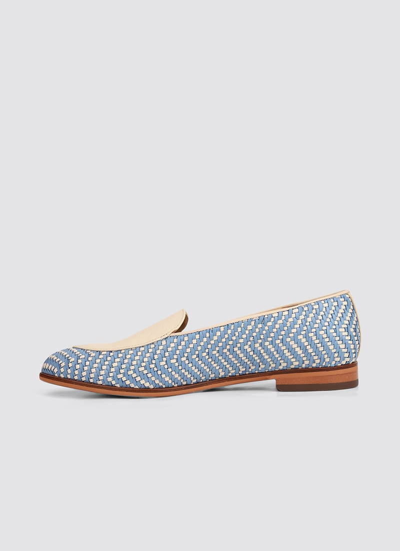 Language Shoes-Women-Maia Loafer-Premium Leather-Blue/Ecru Colour-Formal Shoe