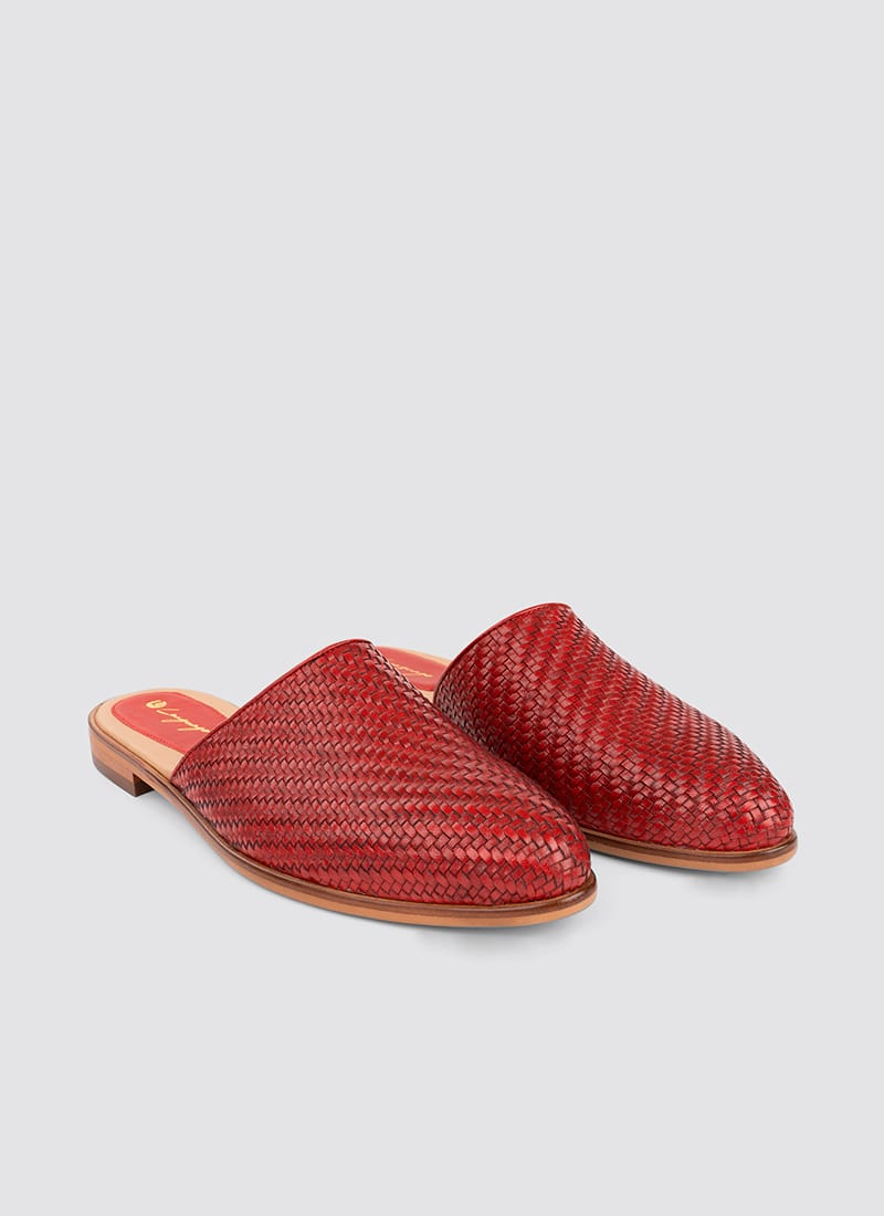 Language Shoes-Women-Eos Mule-Premium Leather-Red Colour-Sandal