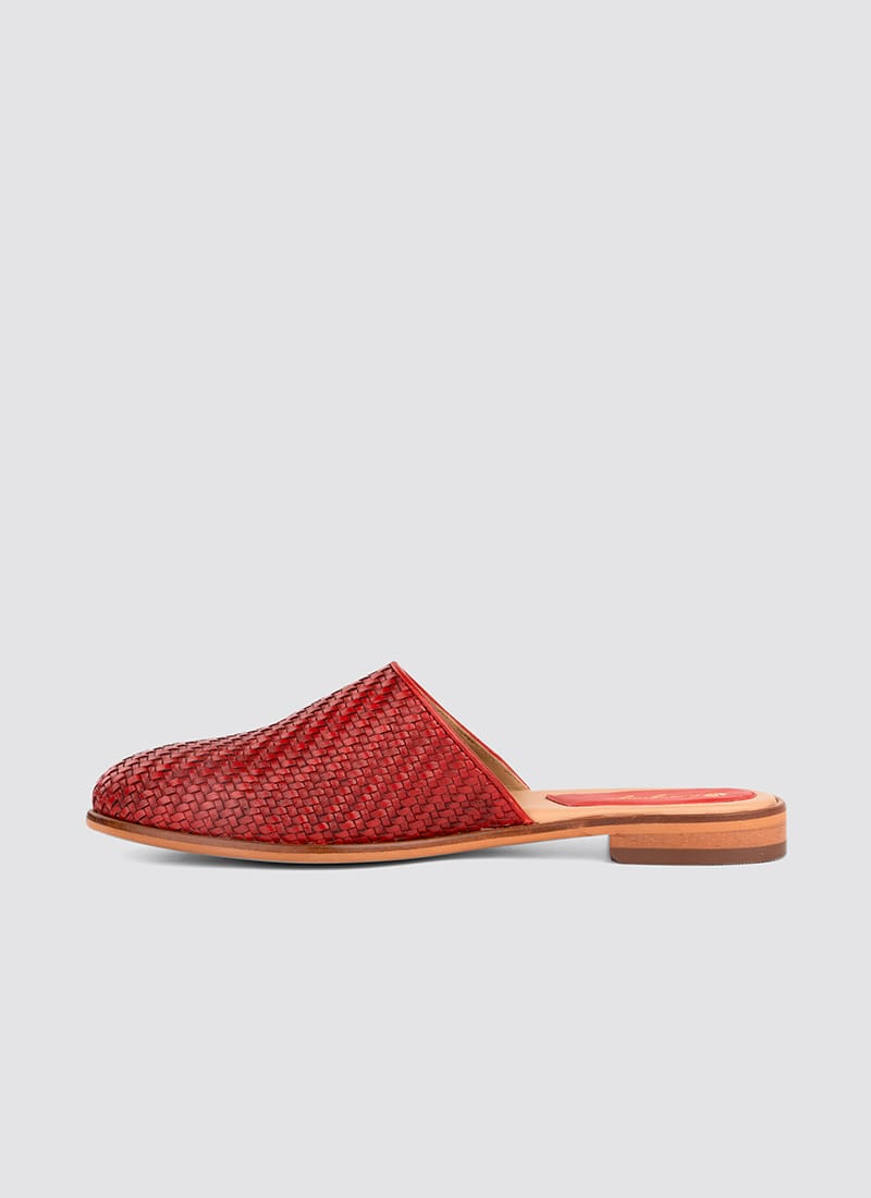 Language Shoes-Women-Eos Mule-Premium Leather-Red Colour-Sandal