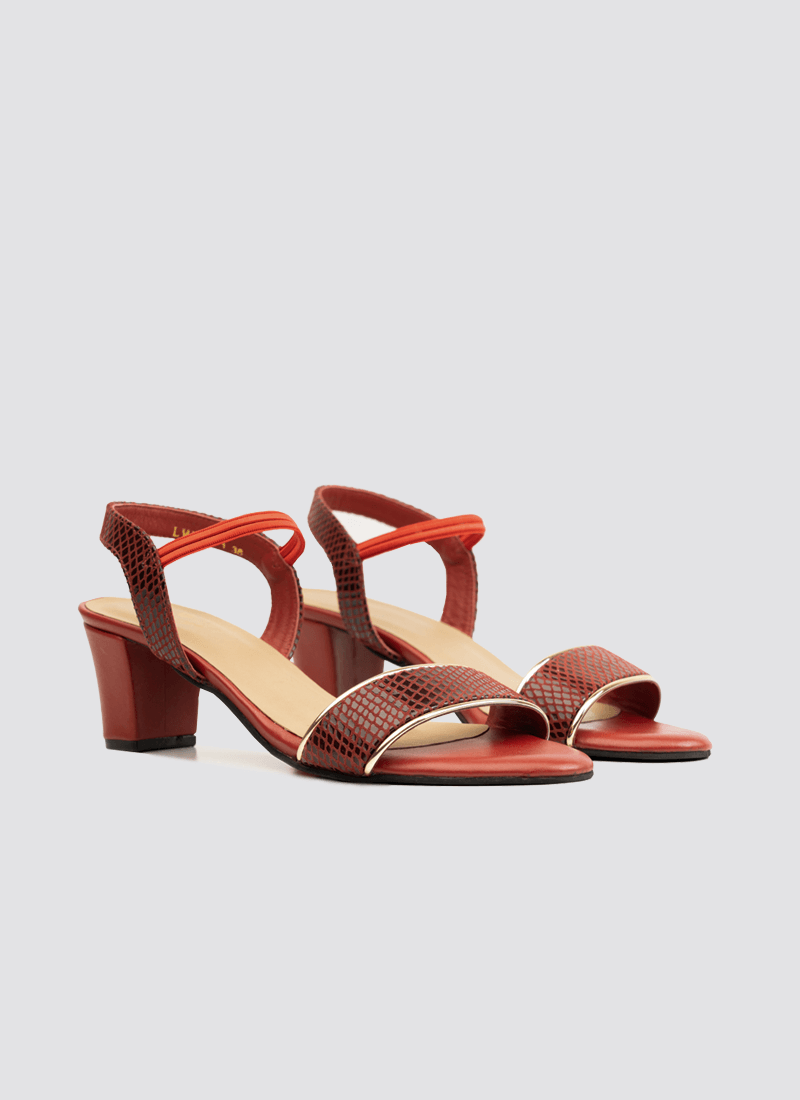 Language Shoes-Women-Chloe Block Heel-Premium Leather-Red Colour-Heels-3