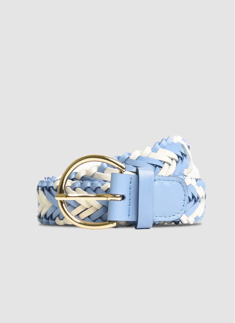 Language Shoes-Women-Della Belt-Premium Leather-Ecru/Blue Colour-Belt