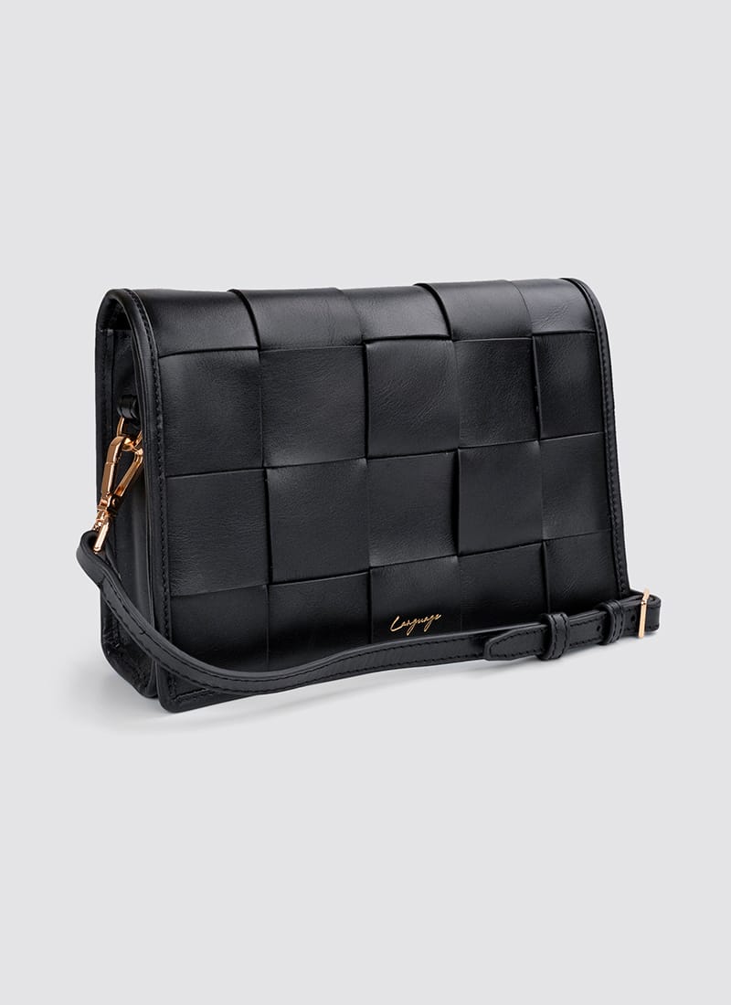 Language Shoes-Women-Mosaic Cross Body-Premium Leather-Black Colour-Leather Accessories
#color_black