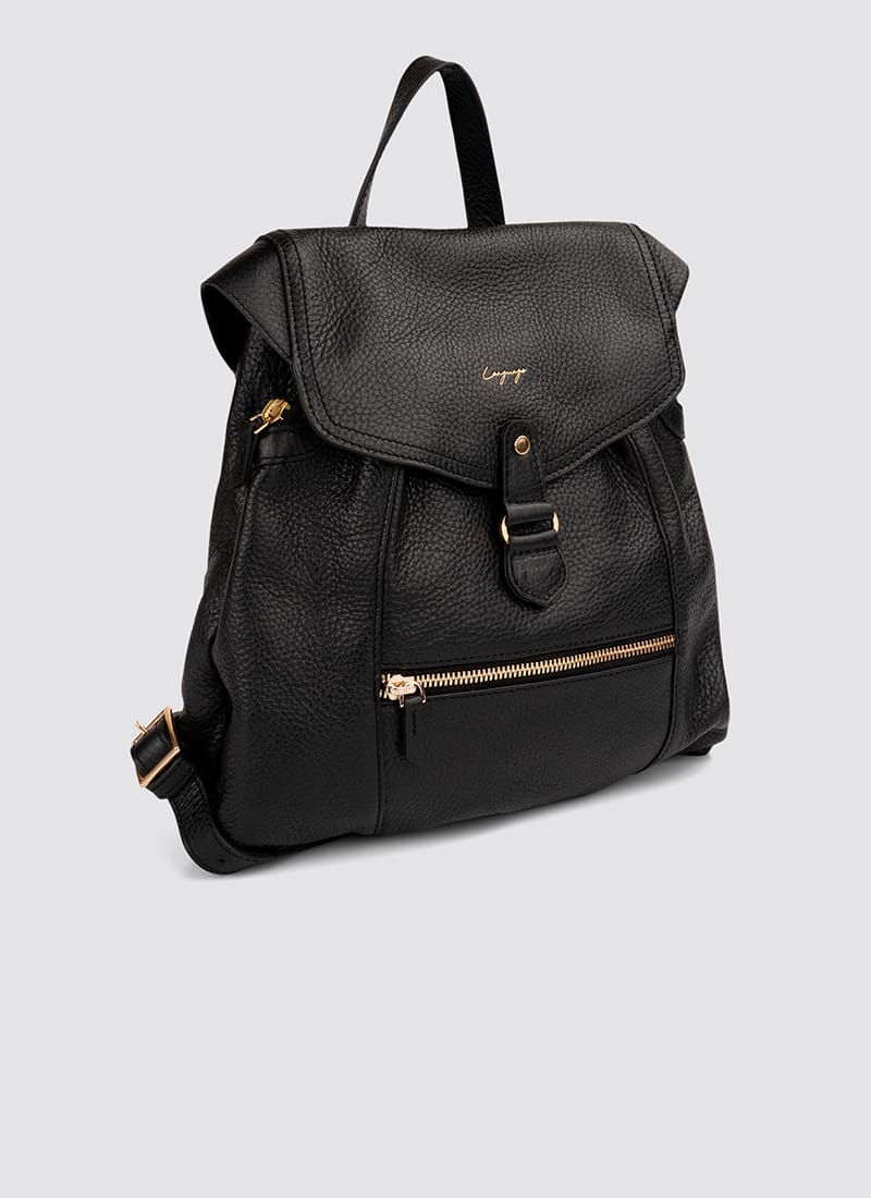 Language Shoes-Women-Oyester Backpack-Premium Leather-Black Colour-Leather Accessories
#color_black