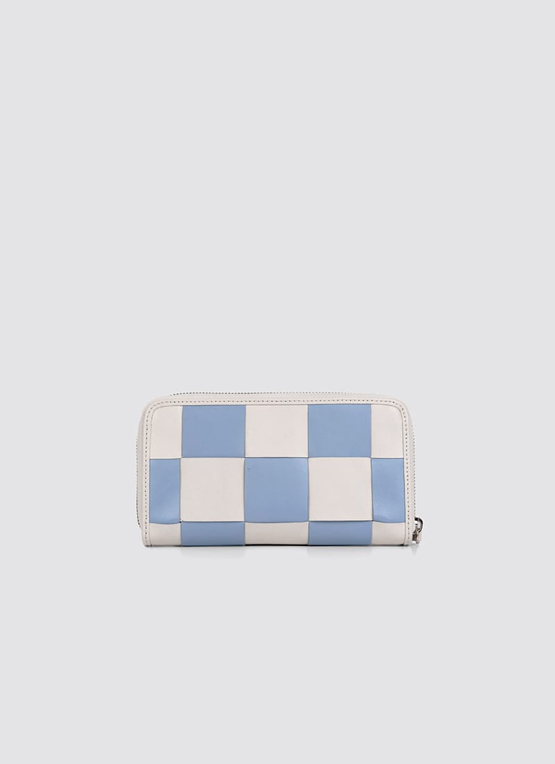 Language Shoes-Women-Coco Long Wallet-Premium Leather-Blue+Ecru Colour-Leather Accessories
#color_blue-ecru