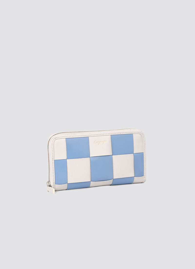 Language Shoes-Women-Coco Long Wallet-Premium Leather-Blue+Ecru Colour-Leather Accessories
#color_blue-ecru