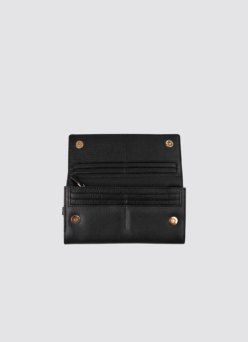 Language Shoes-Women-Onyx Long Wallet-Premium Leather-Black Colour-Leather Accessories
#color_black