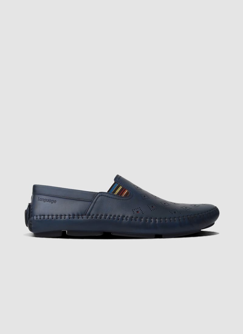 Language Shoes-Men-Drake Driver-Premium Leather-Navy Colour-Casual Shoe