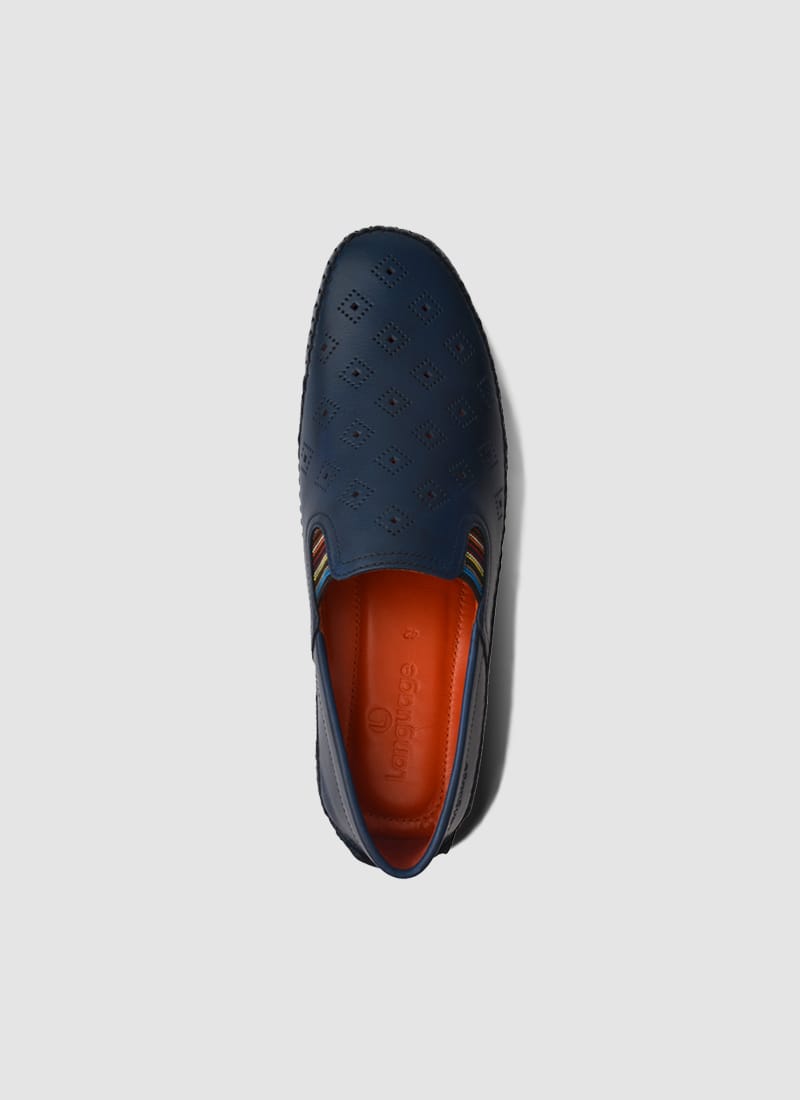 Language Shoes-Men-Drake Driver-Premium Leather-Navy Colour-Casual Shoe