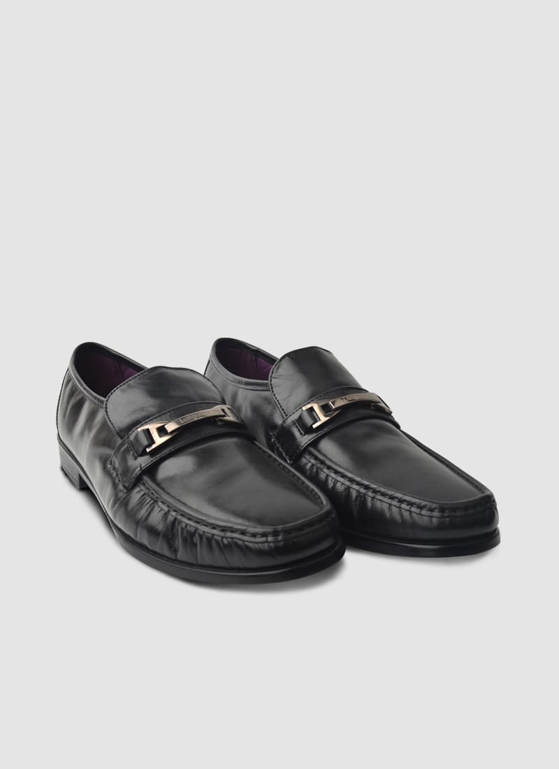 Language Shoes-Men-Franco Moccasin-Premium Leather-Black Colour-Formal Shoe