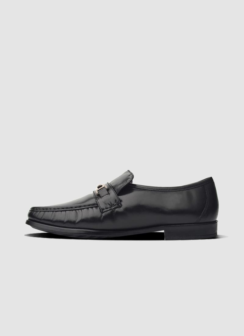 Language Shoes-Men-Franco Moccasin-Premium Leather-Black Colour-Formal Shoe