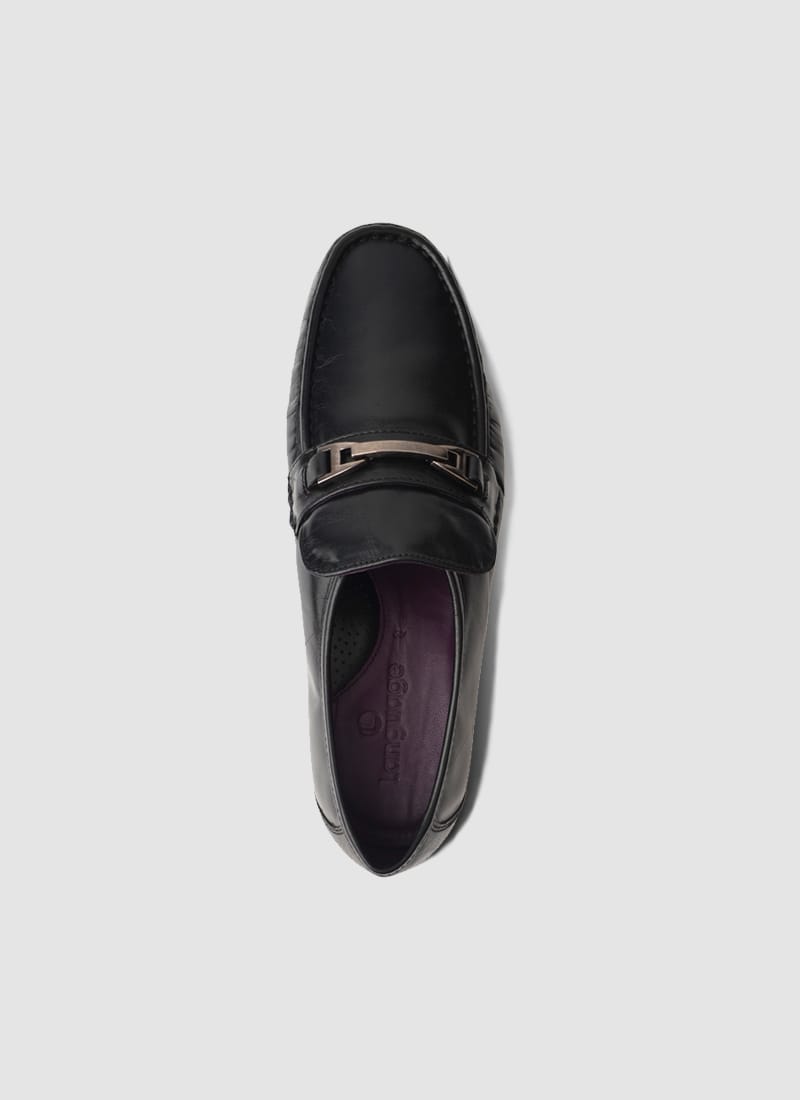 Language Shoes-Men-Franco Moccasin-Premium Leather-Black Colour-Formal Shoe