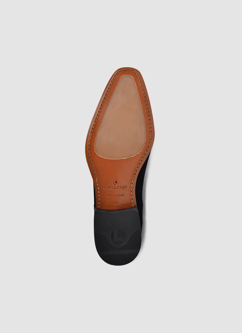 Language Shoes-Men-Reid Derby-Combination of Leather/Fabric-Black Colour-Formal Shoe