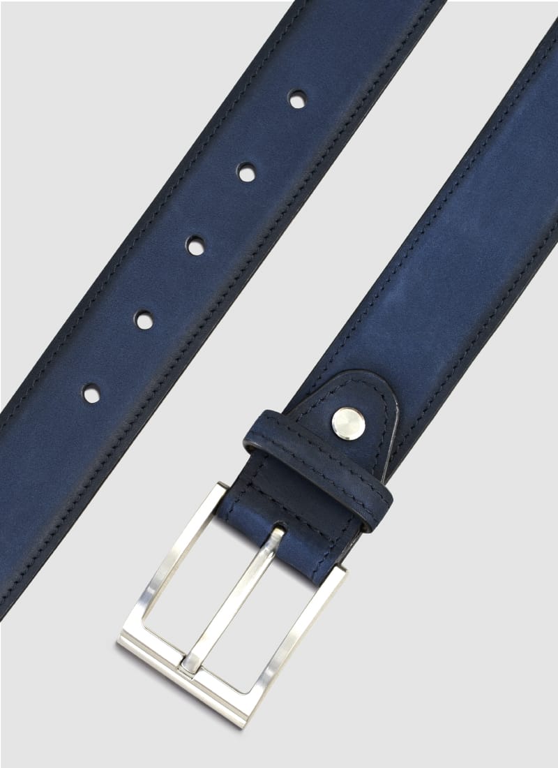 Language Shoes-Men-Ray Belt-Premium Leather-Navy Colour-Belt
