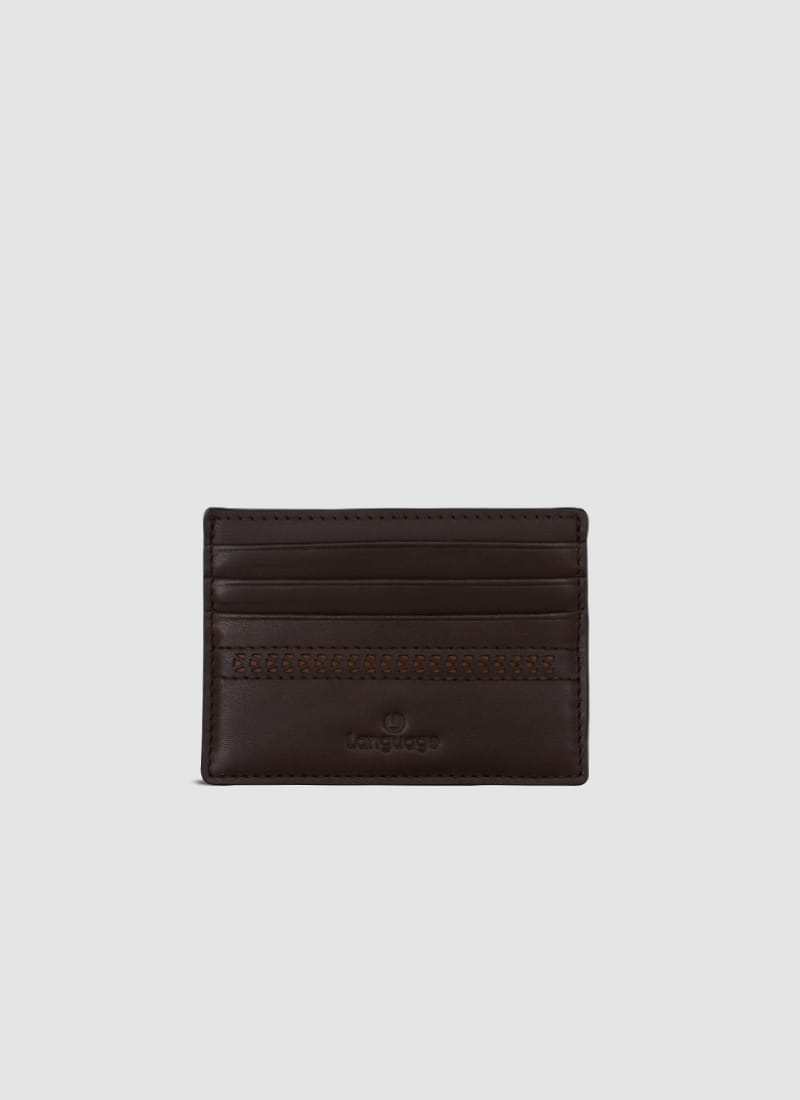 Language Shoes-Men-Raven Laser Card Holder-Premium Leather-Brown Colour-Leather Accessories