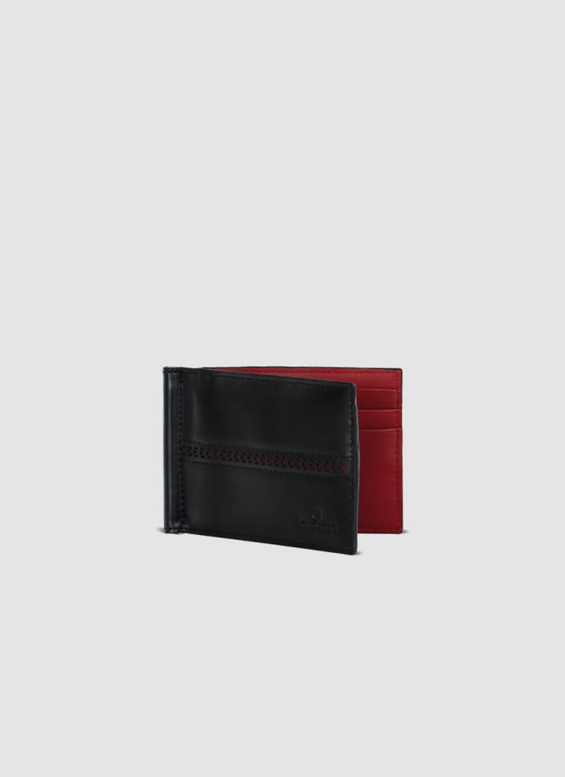 Language Shoes-Men-Wright Laser Money Clip-Premium Leather-Black Colour-Leather Accessories
