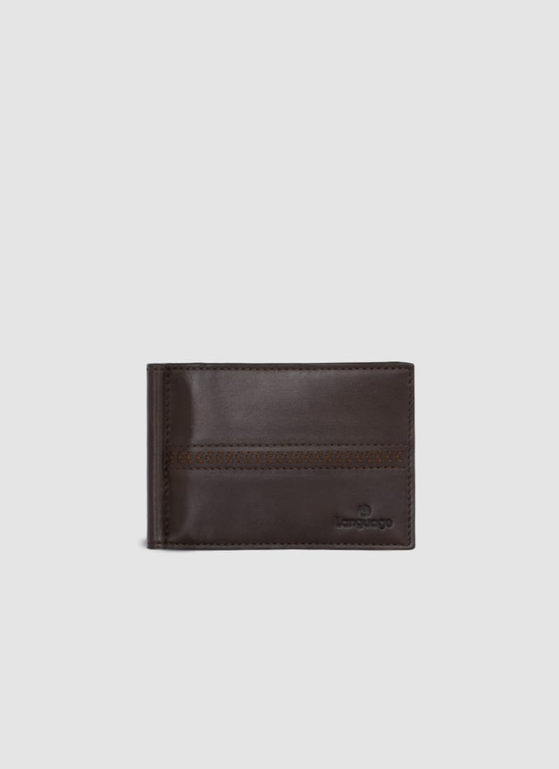 Language Shoes-Men-Wright Laser Money Clip-Premium Leather-Brown Colour-Leather Accessories