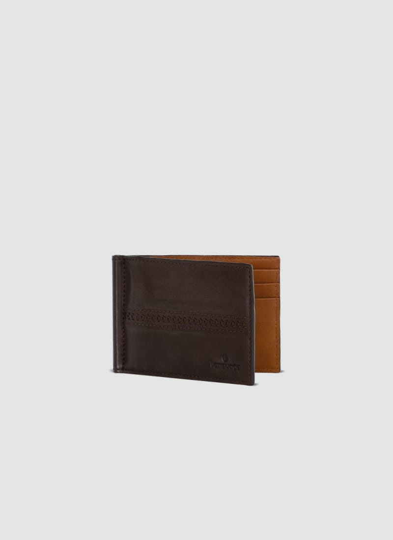 Language Shoes-Men-Wright Laser Money Clip-Premium Leather-Brown Colour-Leather Accessories
