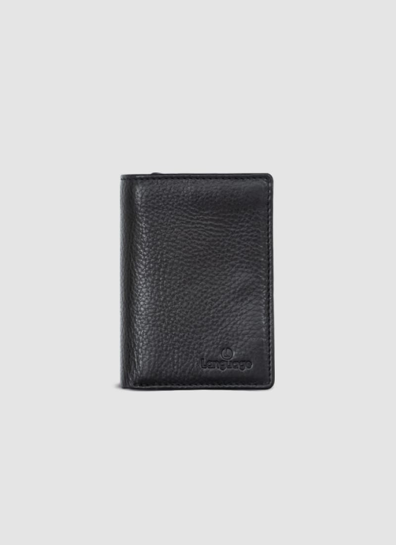 Language Shoes-Men-Henry Coin Trifold Wallet-Premium Leather-Black Colour-Leather Accessories
