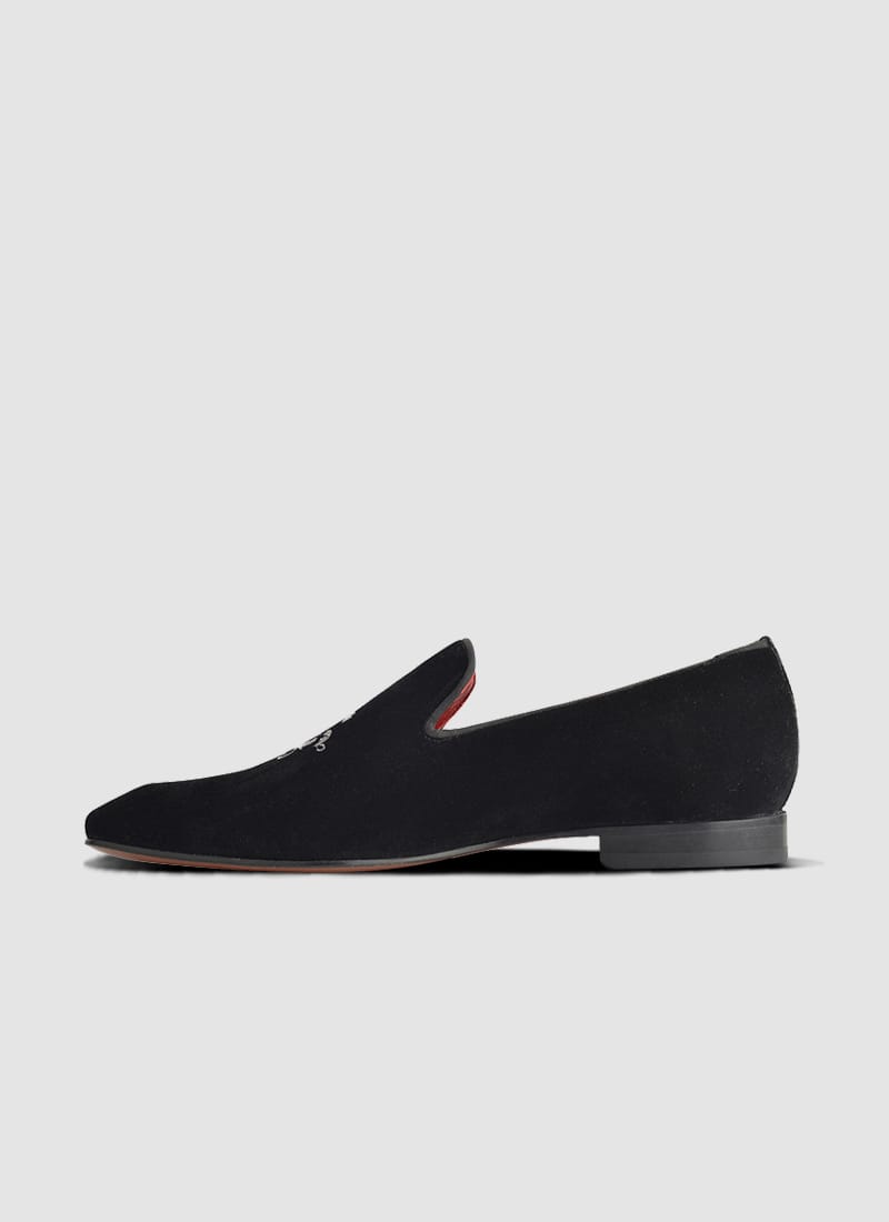 Language Shoes-Men-Joker Loafer-Fabric-Black Colour-Formal Shoe