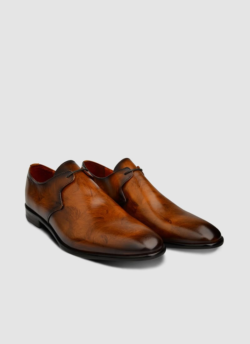 Language Shoes-Men-Fisher Derby-Premium Leather-Tan Colour-Formal Shoe