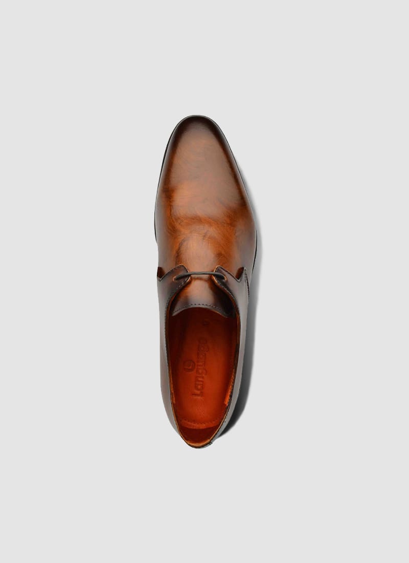 Language Shoes-Men-Fisher Derby-Premium Leather-Tan Colour-Formal Shoe
