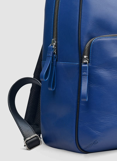 Language Shoes-Men-Sporty Backpack-Premium Leather-Blue Colour-Leather Accessories