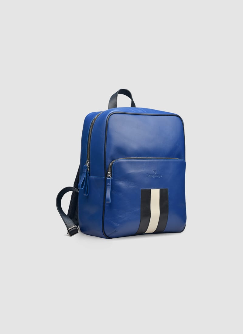 Language Shoes-Men-Sporty Backpack-Premium Leather-Blue Colour-Leather Accessories