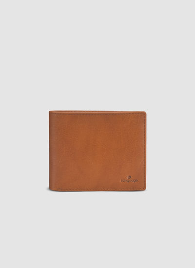 Language Shoes-Men-Shrilk Bi-fold Wallet-Premium Leather-Tan Colour-Leather Accessories