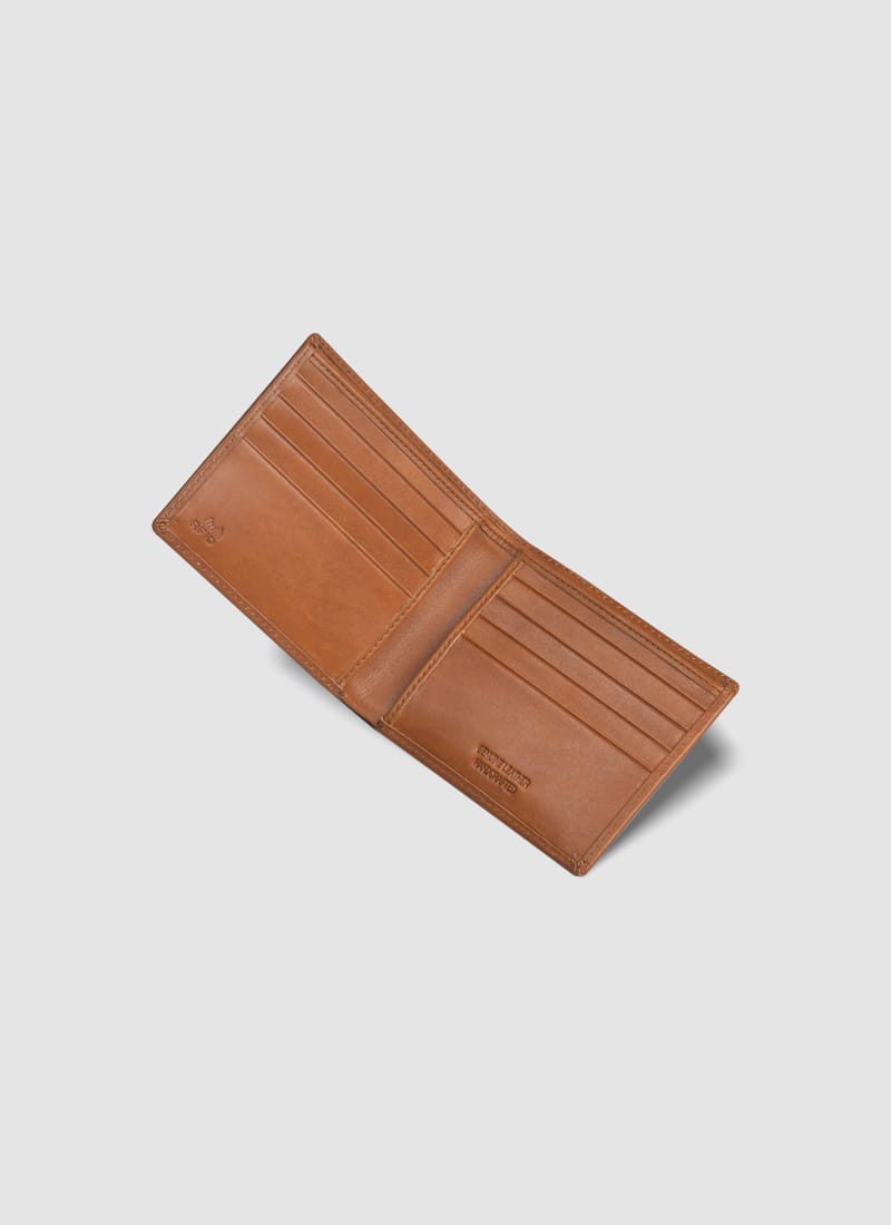 Language Shoes-Men-Shrilk Bi-fold Wallet-Premium Leather-Tan Colour-Leather Accessories