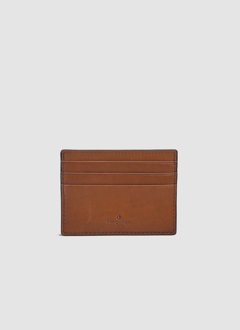 Language Shoes-Men-Luna Card Holder-Premium Leather-Tan Colour-Leather Accessories