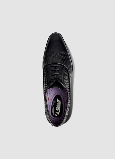 Language Shoes-Men-Del Oxford-Premium Leather-Black Colour-Formal Shoe
