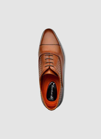 Language Shoes-Men-Del Oxford-Premium Leather-Tan Colour-Formal Shoe