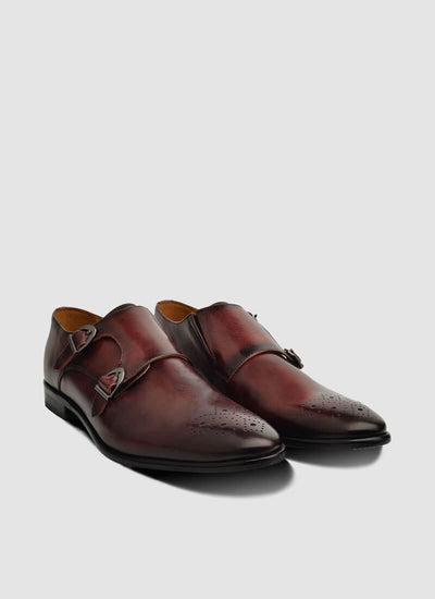 Language Shoes-Men-Maybri Monk-Premium Leather-Wine Colour-Formal Shoe