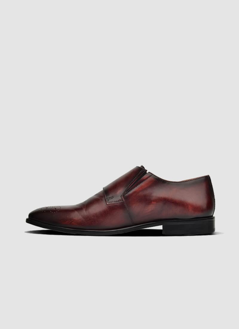 Language Shoes-Men-Maybri Monk-Premium Leather-Wine Colour-Formal Shoe